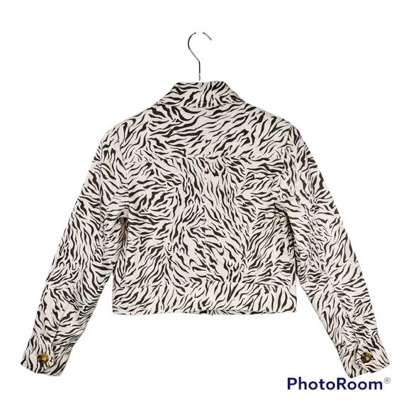 Anthropologie Ivory/Brown Zebra Print Cropped Pilcro Denim Trucker Jack… - Picture 16 of 16